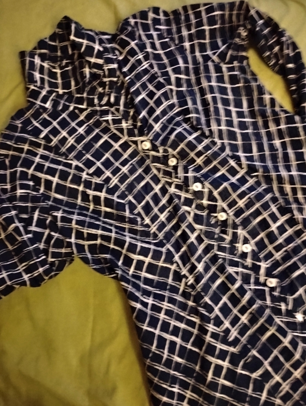 Mishca Navy Blue 100% Cotton Blouse Graffic Oriental Flair Size M